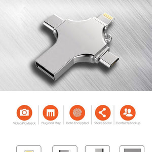 USB Flash Drive For iPhone X/8/7 Plus/6/6s/5/SE ipad Metal DJ Pendrive HD Memory Stick 16G 32G 64G 128GFlash Driver