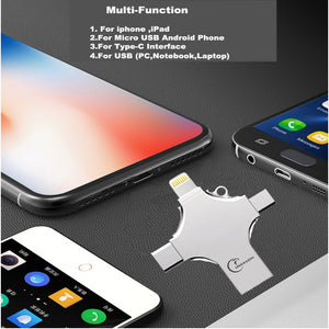 USB Flash Drive For iPhone X/8/7 Plus/6/6s/5/SE ipad Metal DJ Pendrive HD Memory Stick 16G 32G 64G 128GFlash Driver